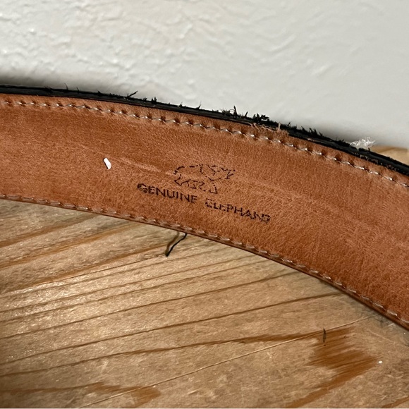 Vintage Tony Lama Black Genuine Elephant Exotic Skin Leather Belt Mens 38 - Picture 9 of 9